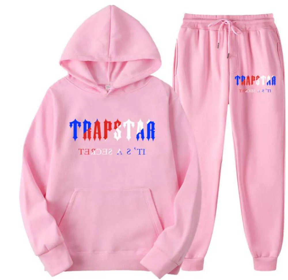 Motion design Tracksuit TRAPSTAR Brand Printed Sportswear Men 16 colors Warm Two Pieces Set Loose Hoodie Sweatshirt Pants 28ess