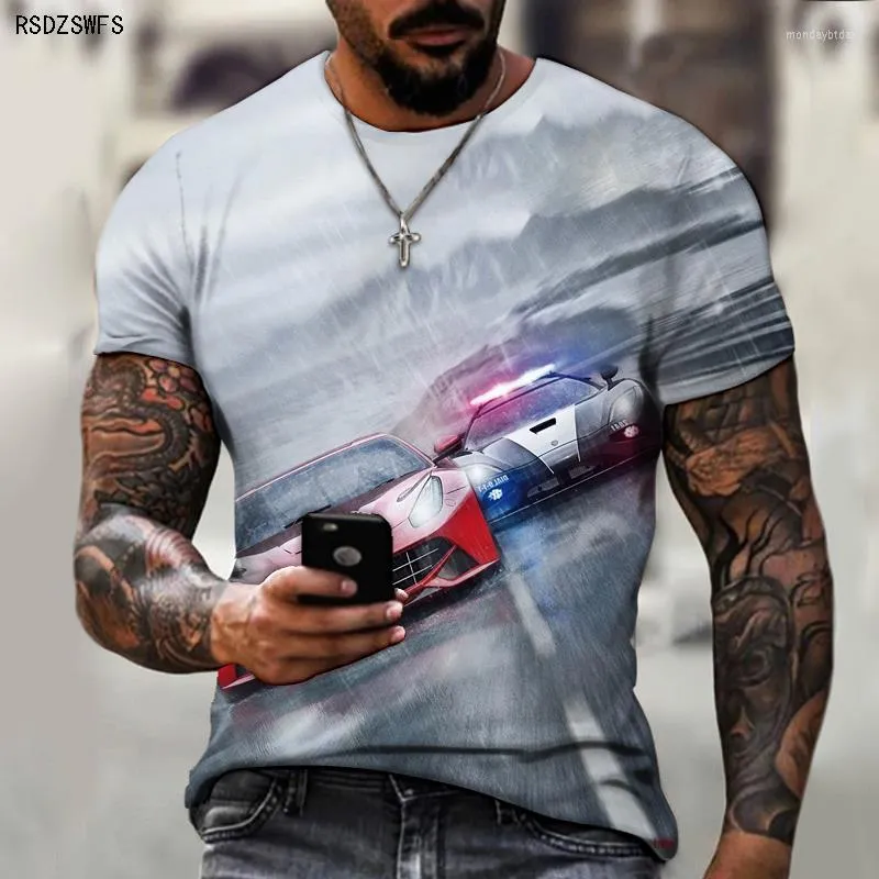 남성용 T 셔츠 브랜드 남성용 고품질 3D 프린팅 독점 디자인 속도 및 열정 경주 멋진 편안한 슈퍼 큰 크기