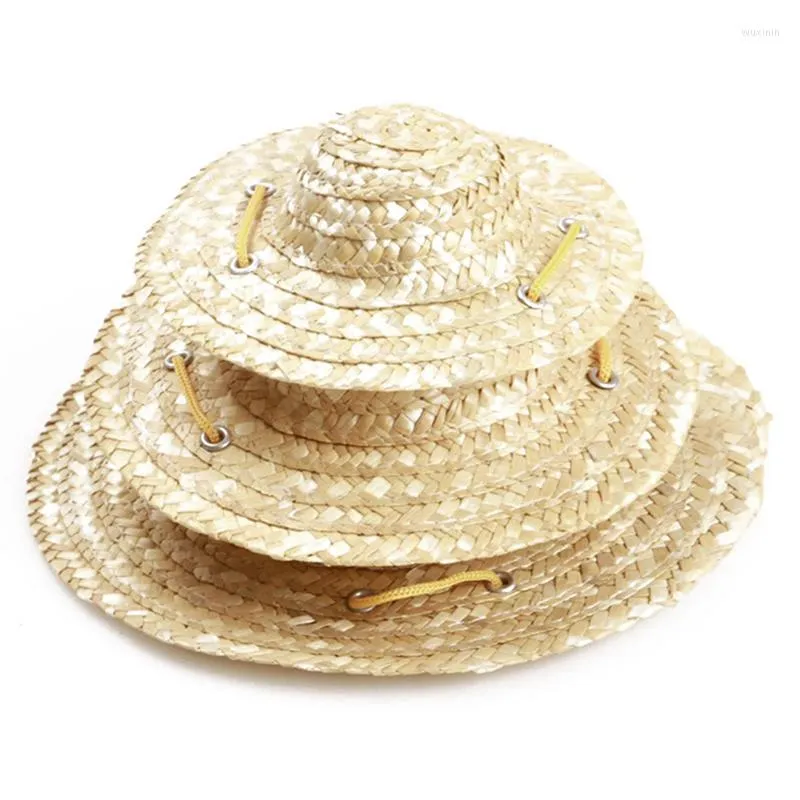 Abbigliamento per cani Cappello Cappelli Paglia Per cani Sombrero Animali domestici Gatto Piccolo sole Costume estivo messicano Cucciolo con berretto di coda Festa Compleanno Secchio Hawaii