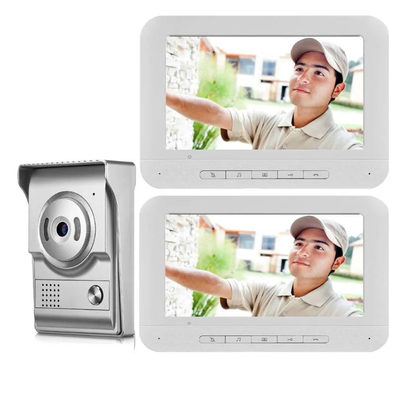 Téléphones de porte vidéo Inch Wired Doorbell Phone Intercom Caméra étanche Système de sécurité domestique visuel 2 moniteurs d'écran PhonesVideo