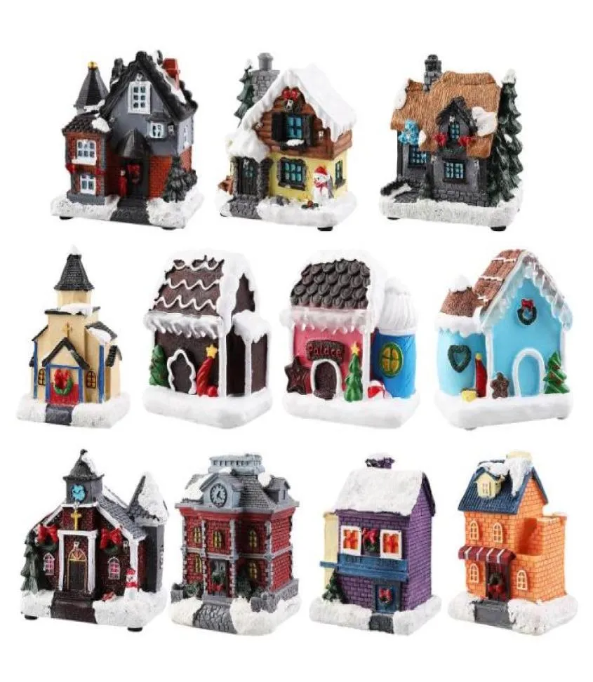 Christmas Decorations Miniature House Kit Realistic Mini 3D Resin Room Craft With LED Lights Children39s Day Birthday Gift Deco2638622