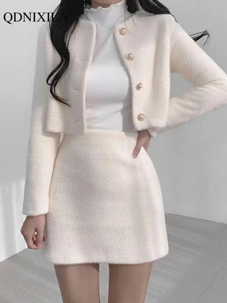 Two Piece Dress In Spring Summer Korean Fashion Sweet Women's Suits with Mini Skirt Two-pieces Set Woman Dress Casual Elegant Tweed Suits 230302