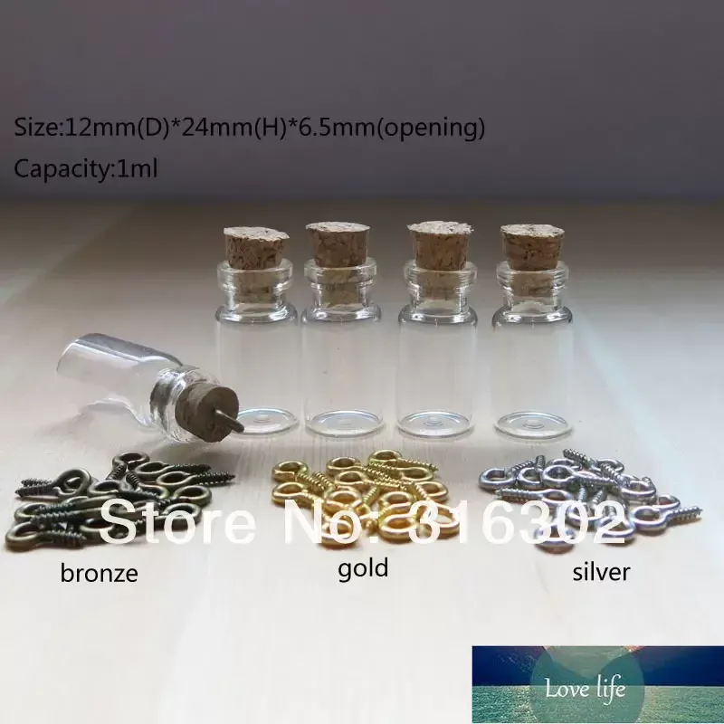 Mini bouteille en verre transparent de 1 ml, flacon de souhait, pendentif avec bouchons en liège, pour souhait de mariage, message d'île échoué, fabrication de bijoux, artisanat de fête