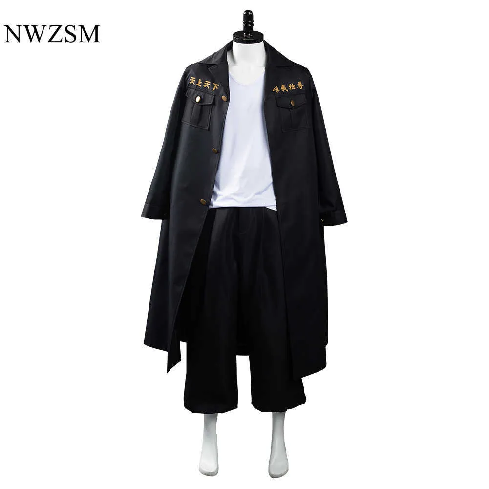 Costumes anime Anime Tokyo Revengers Sano Manjiro Cosplay Venha Wig Tokyo Manji Gangue Presidente Tshirt Calças Mush Halloween Party Uniform Z0301