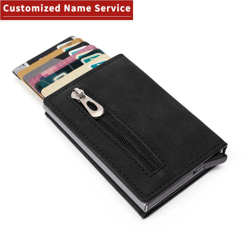 Portfele dostosowane 2023 Mężczyźni skórzane portfel RFID Antimagnetyczne karty kredytowe uchwyt Portfel z organizatorem Monety Pocket Clips Walletl230303