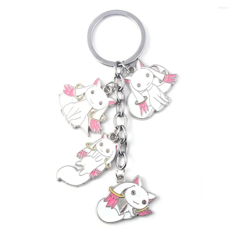 Anahtarlıklar anime puella Magi Madoka Magica Keychain Sevimli İnkübatör QB Figür Sergililer Kadınlar için Anahtar Zinciri Tutucu Takı