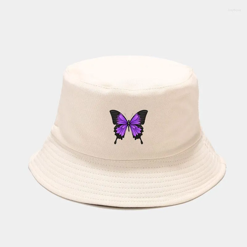 Berets Fashion Girls Butterfly Dustible Ducket Hat Woman Daily Disual Panama Usisex Travel Solid Color Fisherman Cap Bonnet Homme