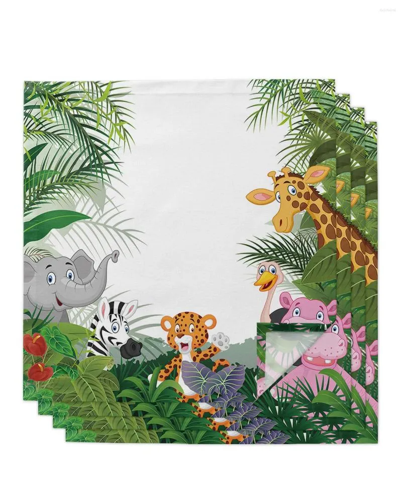 TABLE SERFKIN JUNGLE Animal Cartoon Giraffe Elephant 4/6/8st Kitchen 50x50cm Servetter serverar rätter hem textilprodukter