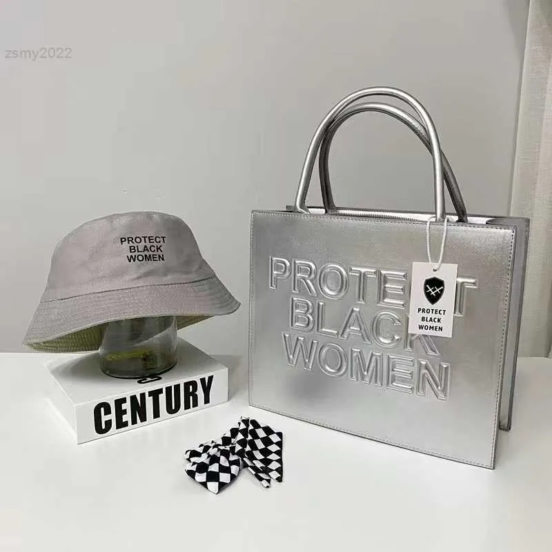 Totes DONNA TOTE BAG Ladies Protect Black People Bag Women Set Bucket Hat 2022 Luxury TOTE Borse per donna Borsa Borsa e cappello Set