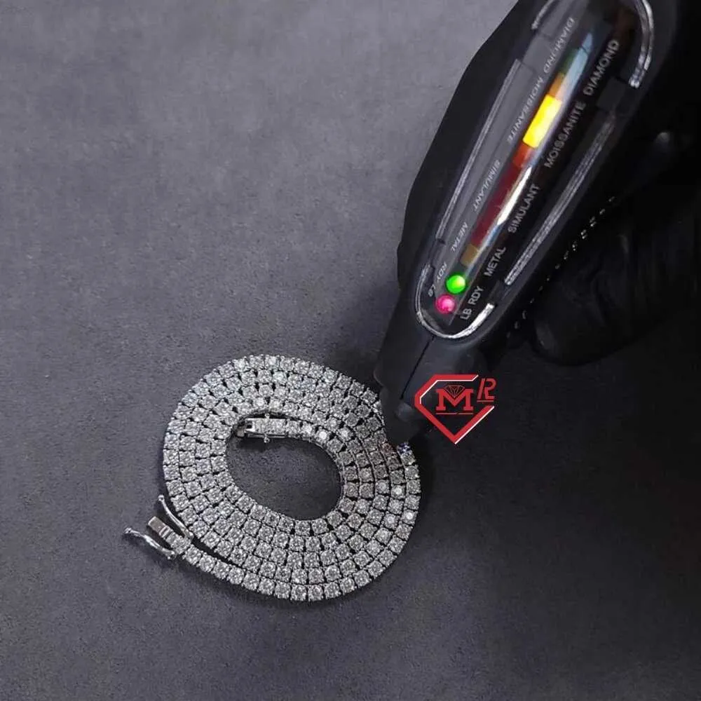 ホットセラー3mmテニスネックレスはVVSダイヤモンドチェーンモイサナイトテニスチェーンネックレスをアイスアウトします