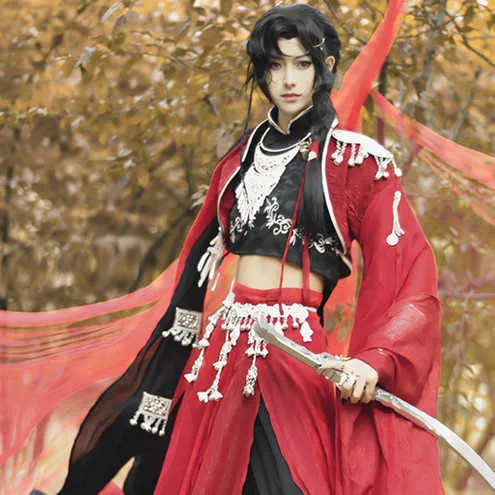 Costumes d'anime Série télévisée chinoise TGCF Tian Guan Ci Fu Xie Lian Hua Cheng Cosplay Venez Hua Cheng Loulan Cos Robe Hanfu Ensemble complet Z0301