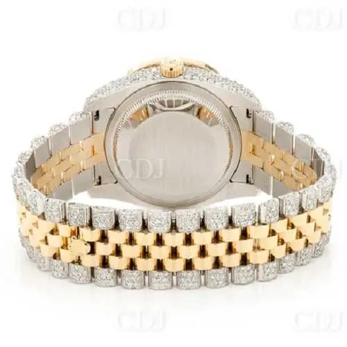 Moissanite Studded Iced Out Watch, Stainless Steel Bust Down Watch For