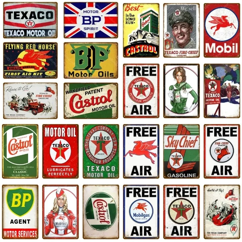 Vintage-Motoröl-Schilder, Sky Chief, Kunstgemälde, Blechschild, Metall-Poster, Wandkunst, Gemälde, Teller, Garage, Gas, Tankstelle, personalisiertes Dekor, Größe 30 x 20 cm, w02