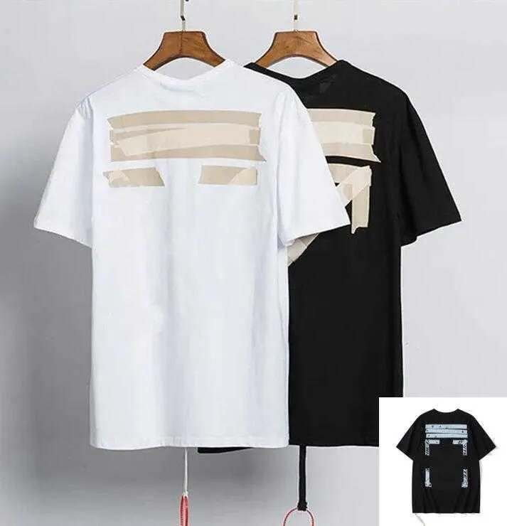 Marca de moda de verano Camisetas para hombre Ow Pintura al óleo religiosa Aerosol directo Flecha Camisetas Hip Hop Manga corta Hombres sueltos Tops Tees Mujeres Y8PA