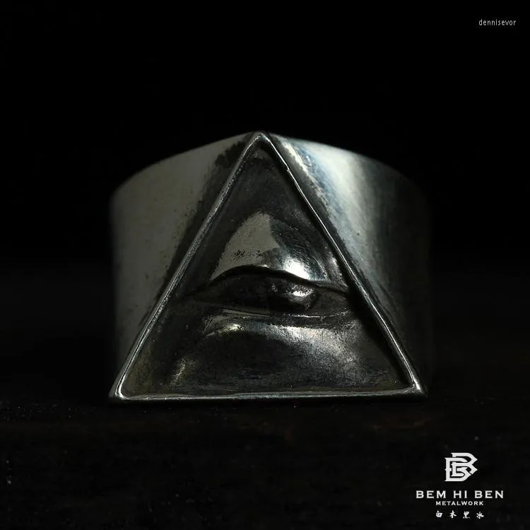 Cluster Rings BEM HI BEN Men'sWomen's The Eye Of Horus Ring925 Sterling Silver Original Design Hand Made Dark Punk Biker Customized