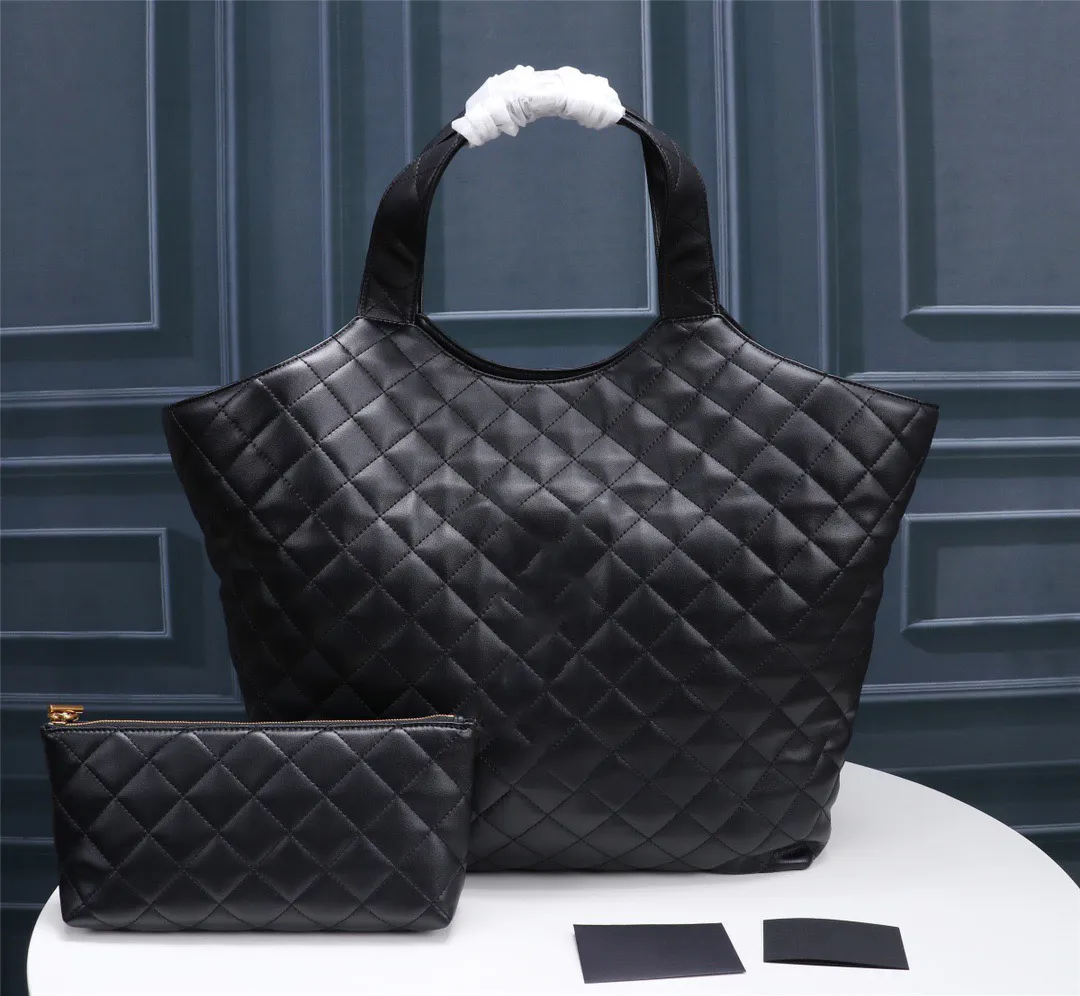 디자이너 Icare Maxi Tote Bags In Quilted Lambskin Denim 정품 가죽 패션 대용량 쇼핑 럭셔리 여름 핸드백 여성 핸드백 지갑 Womens Totes Bag