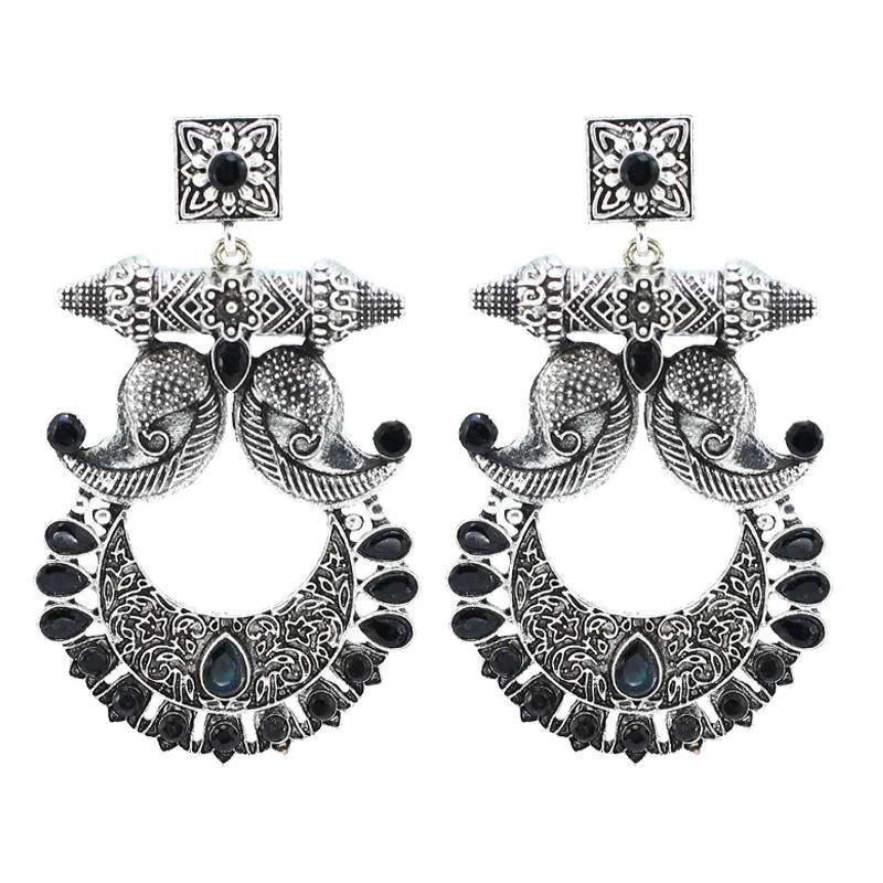 dangle earrings vintage for women silver color double Fish Shape Earingsウェディングジュエリー中国スタイルクラシックエスニックアクセサリーチャンデリ