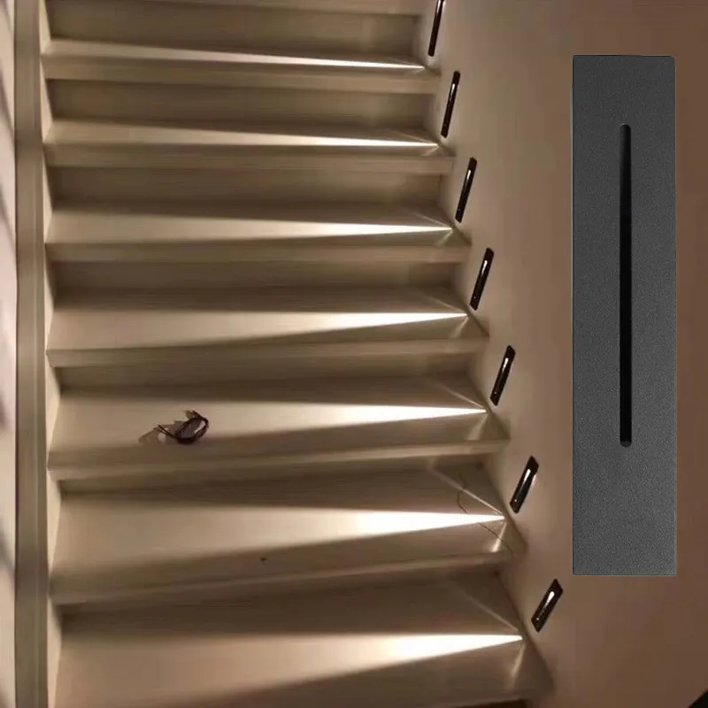 Lámparas de escalera Led empotradas de 3W, luces de pared de esquina para interiores y exteriores, AC85-265V, decoración de escalones, luces para escaleras, pasillos, escaleras, lámpara crestech