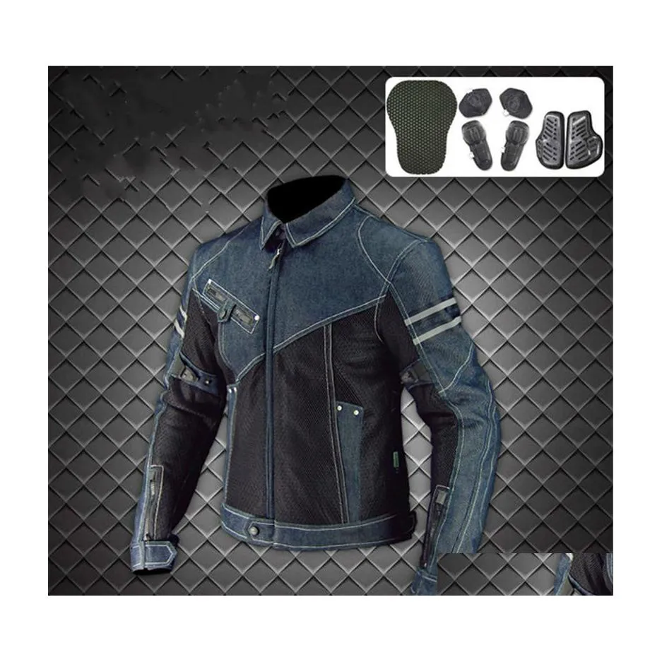 Auto DVR Motorfietskleding Komine Jack JK006 Denim Mesh Racing Suit Locomotief Antifall -kleding Rijden Moto Drop Delivery Mobile Motoriteit Dhdos