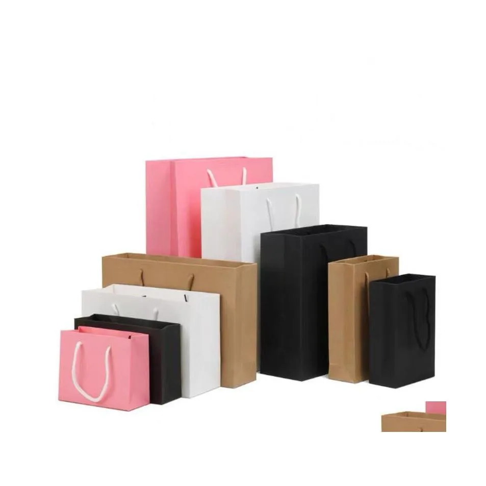 car dvr Packing Bags Paper Shop Gift Bag Recyclable Store Packaging Clothes Gifts Cardboard Pouch With Handle Drop Delivery Office School Bu Dhqfr