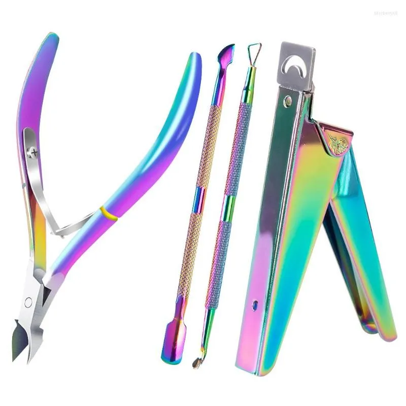 Nagelkunst-Kits 4-teiliges Nagelhauttrimmer-Maniküre-Set für Acrylzange, falscher Clipper, Edelstahl-Schieber, Schäler, eingewachsene Zehennägel