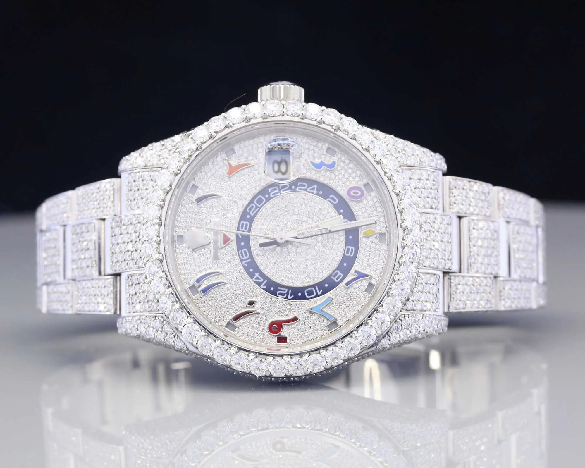 Iced Out Moissanite Watch VVS Diamond Luxury Hip Hop Watch, Round Arabic  Dial, Stainless Steel, Bust Down Style Limited Time Offer!