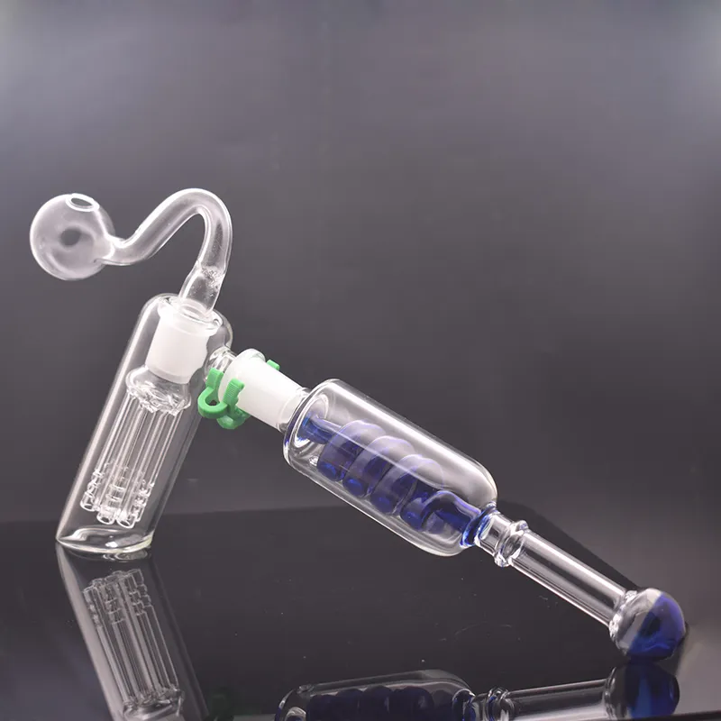 Nargile ağır çekiç fıskık cam yağ brülör bong 6 kol difüzör su borusu dab teçhizat bongs ile 14mm erkek cam yağ brülör borusu ve tütün kasesi en ucuz