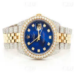 2023Automatic Moissanite Studded Iced Out Watch Handmade Stainls Steel Bust Down Watch For Me