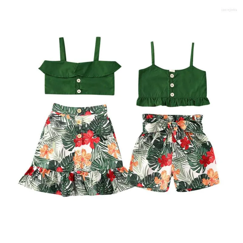 Roupas de roupas garoto menina menina de verão sem mangas entre colete de babados de tampas bowknot shortsdress roupas 1-5y