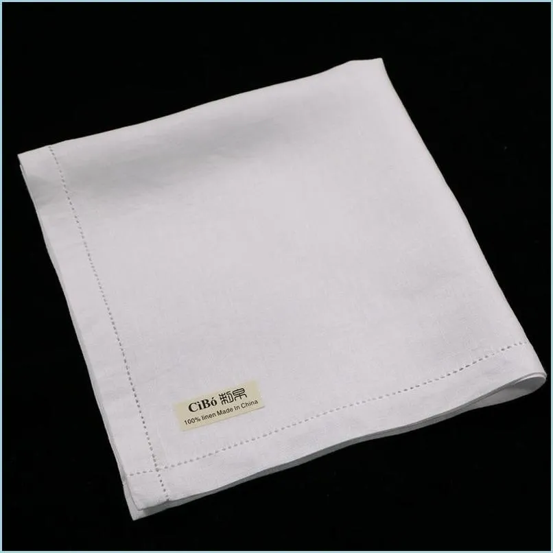 Christmas Decorations M003 12 Pieces White Mens Handkerchief Large 16X16 Handmade Dnwork Lace Linen Hanky Hankie 201009 Drop Dhbhv