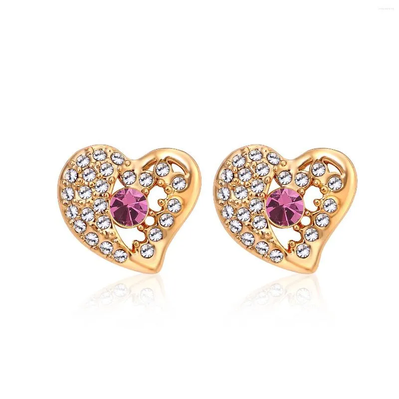 Boucles d'oreilles à clous en cristal autrichien véritable, plaqué or, cœur moderne pour femmes, bijoux Y2k, cadeau de fête des mères, ER-00110, 2023