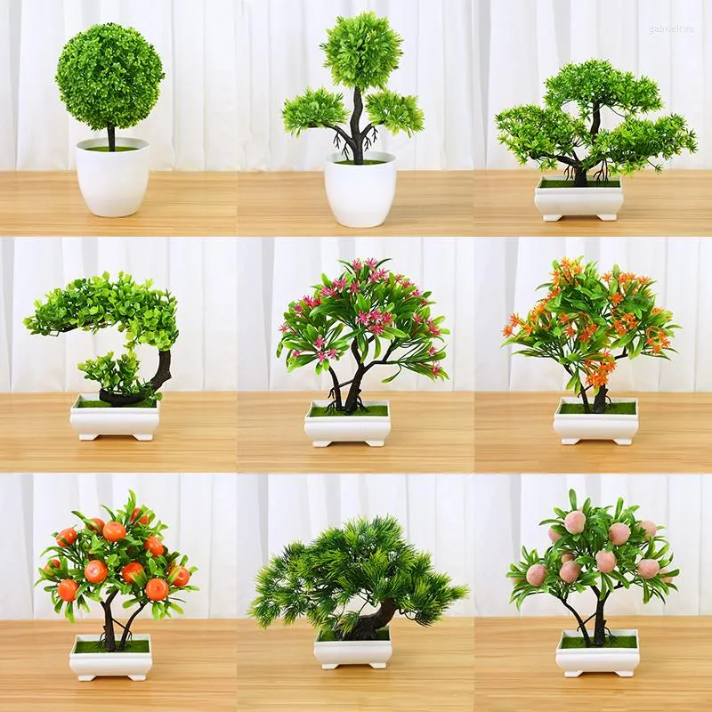 Decoratieve bloemen kunstmatige planten bonsai kleine boom pot groen ornament nep bruiloft feest huizen tuindecoratie