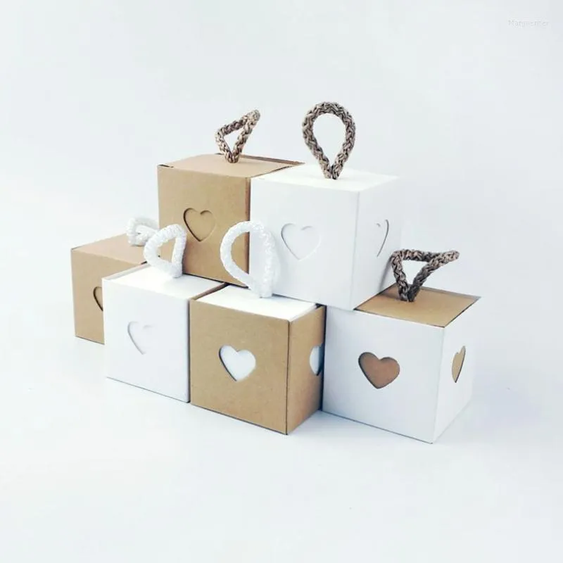 Cadeau cadeau 10pcs multi-tailles brun blanc kraft boîte de papier petits cadeaux emballage carton carton fête de mariage bricolage approvisionnement emballage