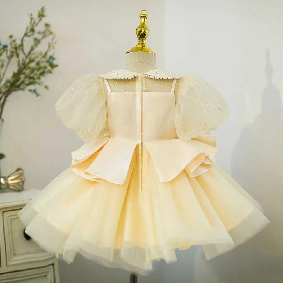 Girl's Dresses Baby Spanish Lolita Princess Ball Gown Bow Beading Design Birthday Party Christening Clothes Dresses For Girls Easter Eid A1348