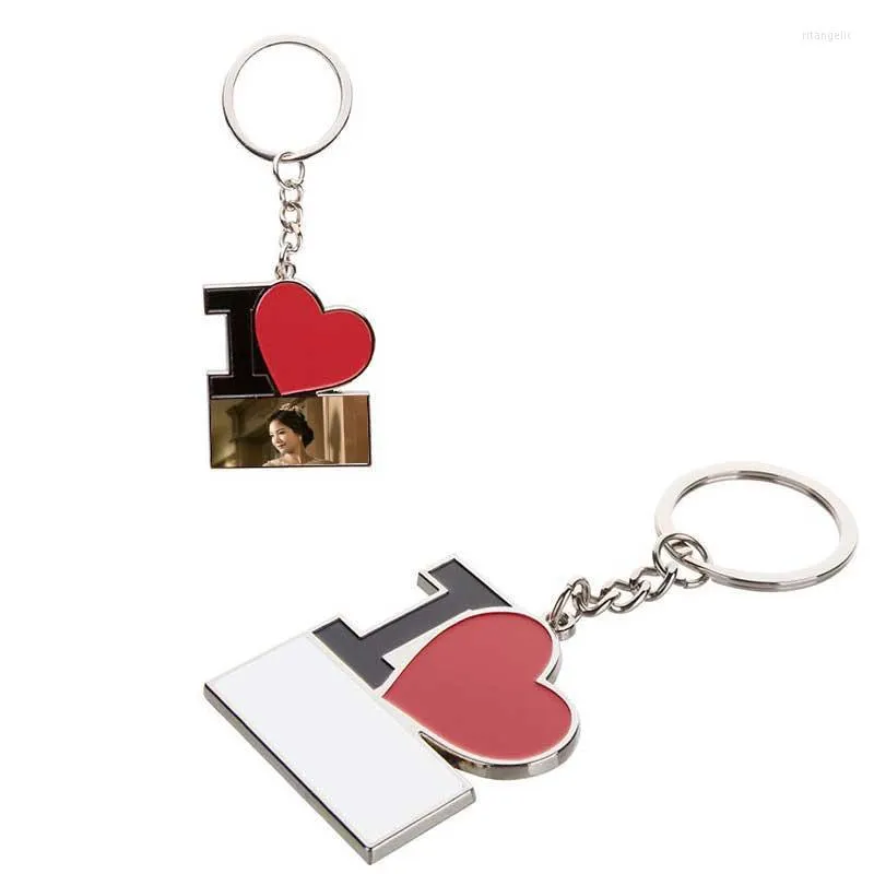 Keychains Sublimation I Love Red Heart Style Key Ring Transfer Printing Blank Custom Consumables 10pieces/lot 2023