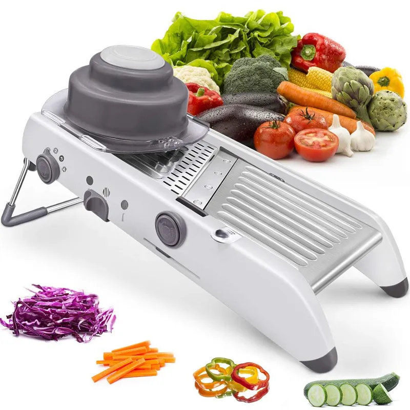 Narzędzia do warzyw kuchennych 18 typów Regulowana mandolina Slicer ze stali nierdzewnej Julienne GRATER Cebula Ziemniak Slicer Slicer