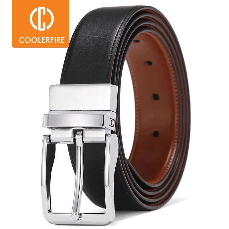 Belts New strap male genuine leather belts for men Rotatable buckle genuine leather belt men reversible casual jeans men belt HQ113 Z0228