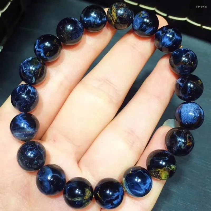 STRAND EIGEN NATUURLIJKE BLAUW PIETERSITE VAN NAMIBIA ROUND RONDE kralen Bracelet Krachtig stretch Crystal 12mm -certificaat