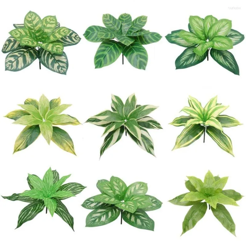 Decorative Flowers 1pc Artificial Fern Leaves Faux Tropical Foliage Lifelike Plants Plant Wall Home Decoration Desktop Ornament