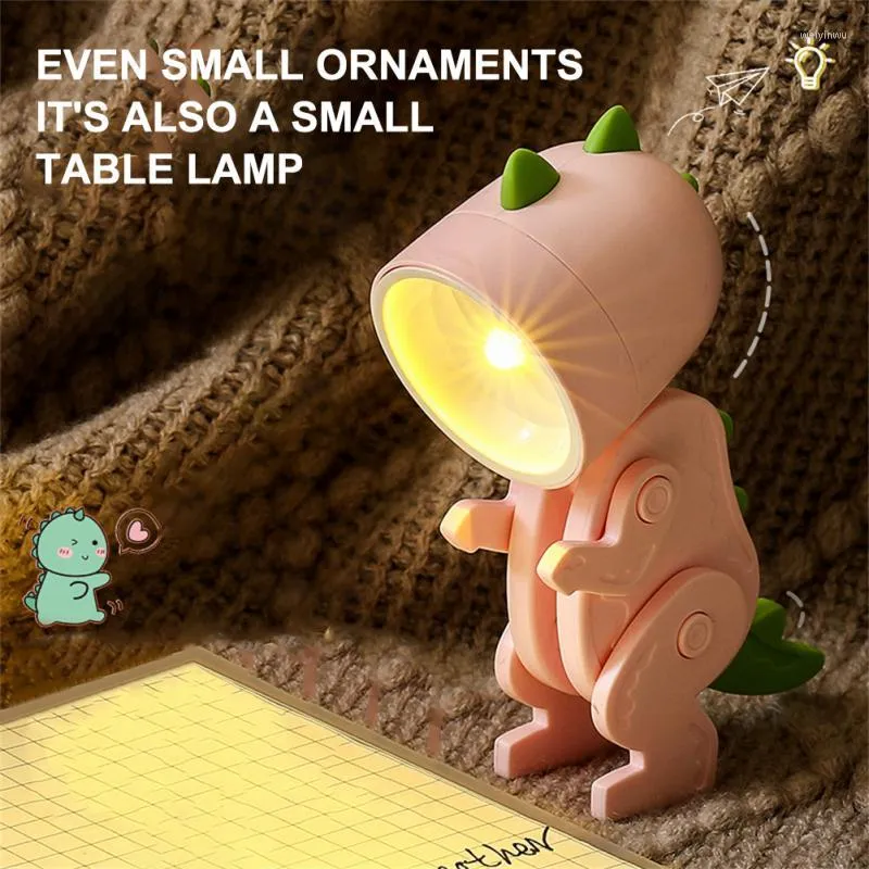 Lampes de table Mini lampe LED dessin animé mignon veilleuses pliant dinosaure bureau Protection des yeux lecture Portable enfants chevet