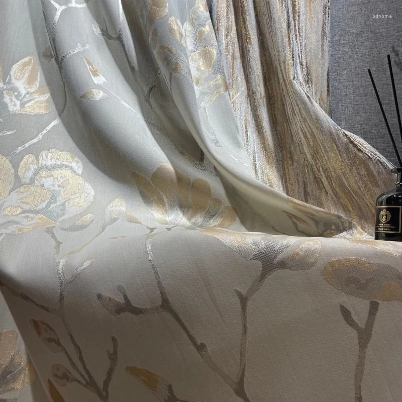 Curtain Curtains For Bedroom Living Dining Room Modern Luxury Gold Thread Leaf Jacquard High Precision Color Matching Windows Door