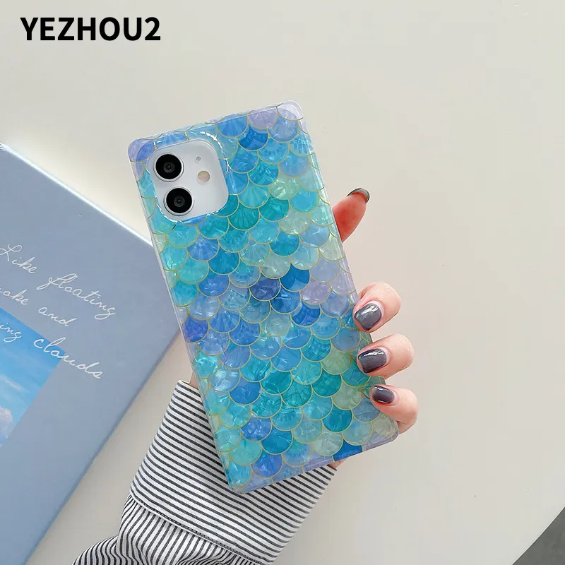 YEZHOU2 Modedesigner Bling Handyhülle für Samsung S21ultra Note20 Iphone13 Farbverlaufsskala Quadratisches Muster All-Inclusive Apple 12 Schutzhülle