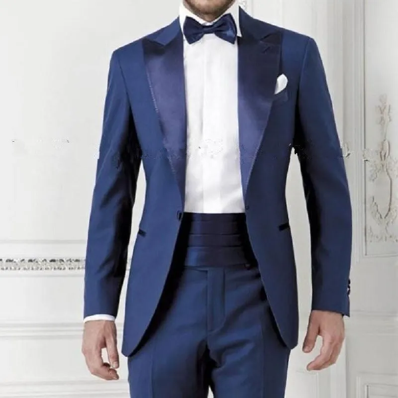 Men's Suits Blazers Navy Blue Prom Men Suit Clothing Groom Wear Tuxedos Bridegroom Mens Suits JacketPantsbow Tie Terno Masculino Casamento 230303