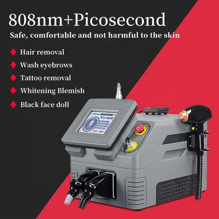 2in1 tragbare 808 Diodenlaser-Haarentfernungsmaschine Pikosekundenlaser entfernen Sommersprossen Pico-Laser Tattooentfernung Carbon-Peeling-Gerät