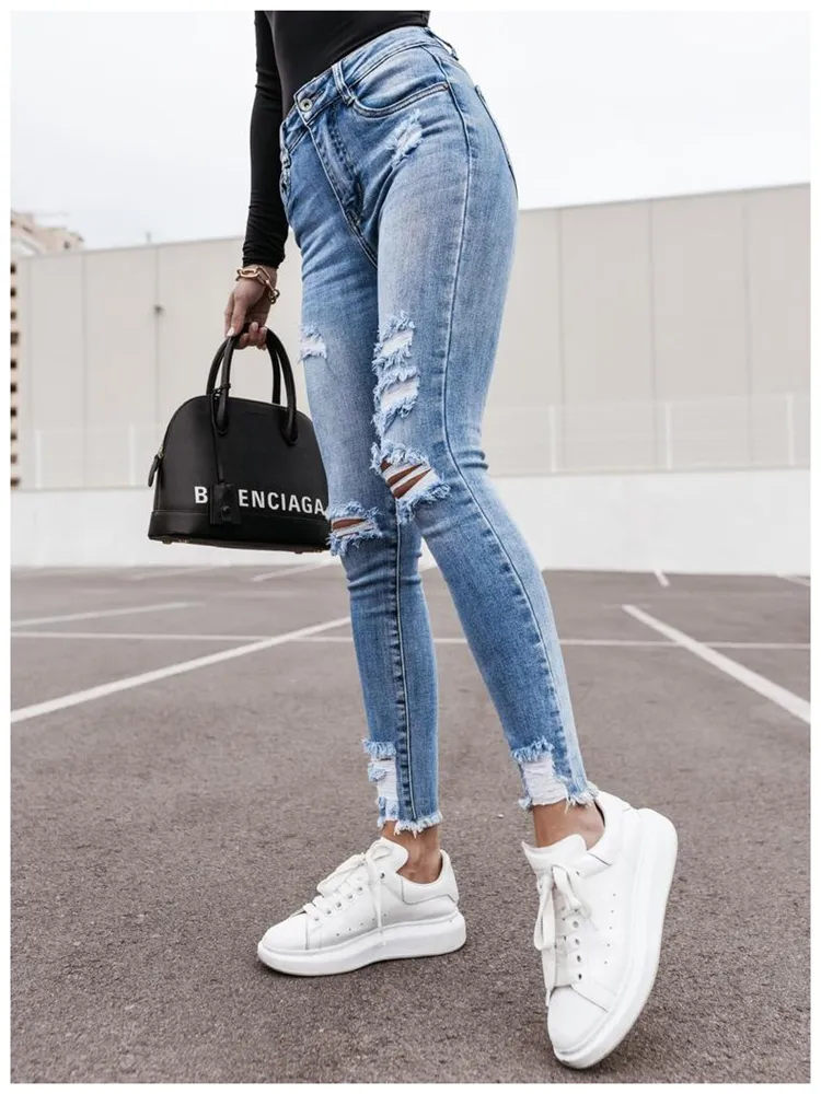 Mulheres da cintura alta mãe jeans jeans skinny estriado calça jeans de jeans de quadril fit