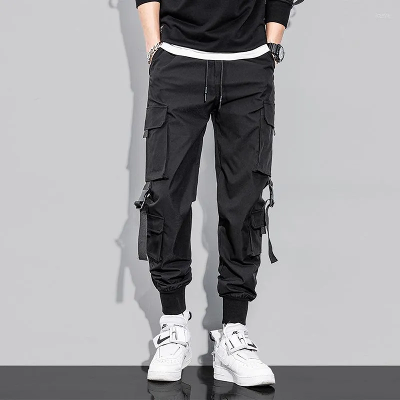 Herenbroek Joggers mannen Fashion Hip Hop Cargo Streetwear Mens Heatpants Militaire stijl Wide been Traptringbroek Lange linten