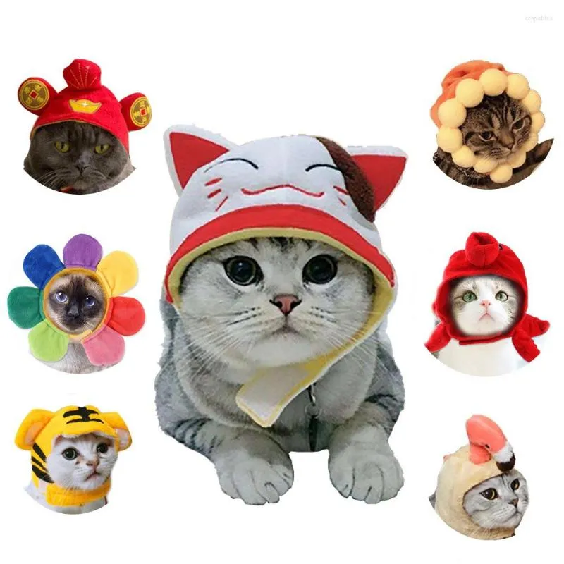 Dog Apparel Cat Hat Pet Headgear Cute Teddy Dress Up Sunflower Headwear Wig Supplies