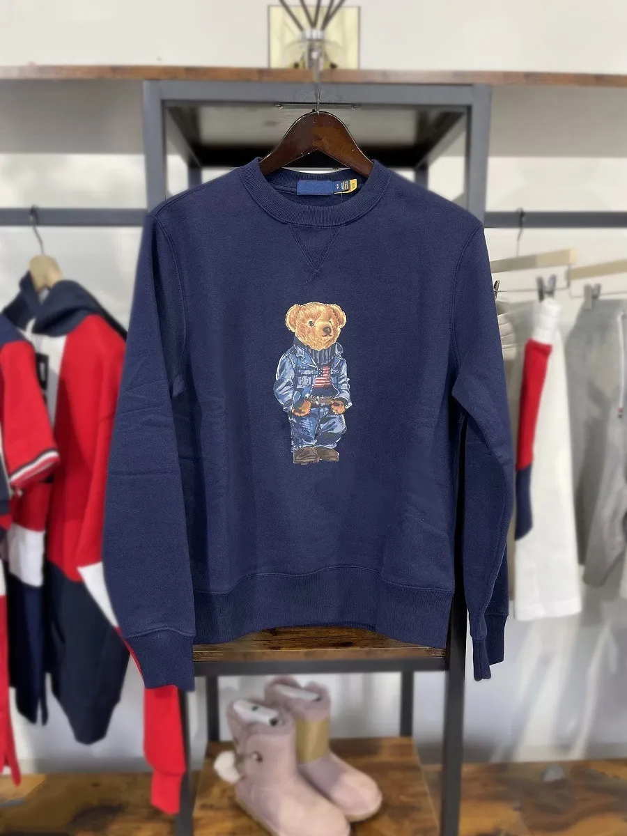 2023 US-maat PoloS Shirt Bear Print plus katoen sportkleding heren met lange mouwen sweatshirt xxl