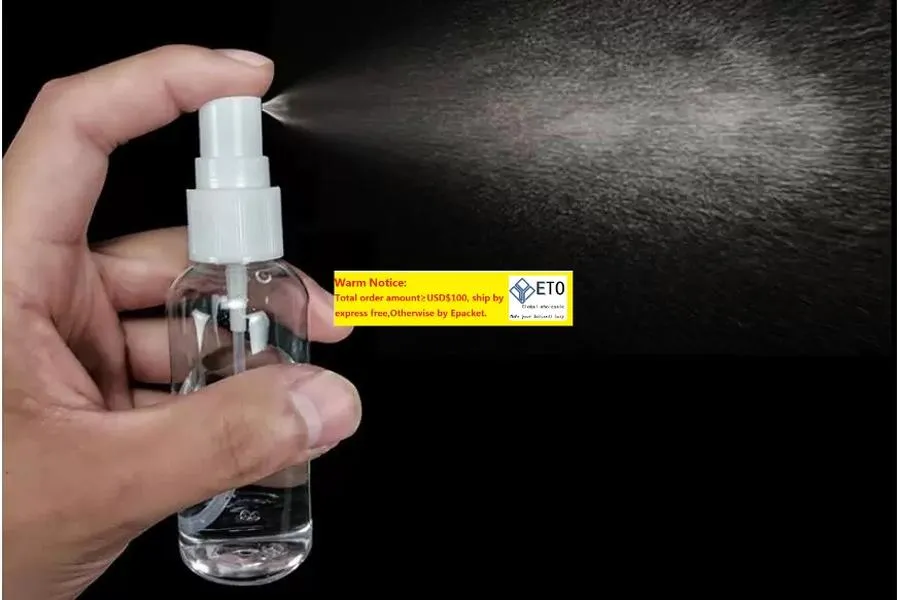 Transparenta tomma sprayflaskor Plastiska mini påfyllningsbara behållare tom kosmetiska desinfektionsbehållare