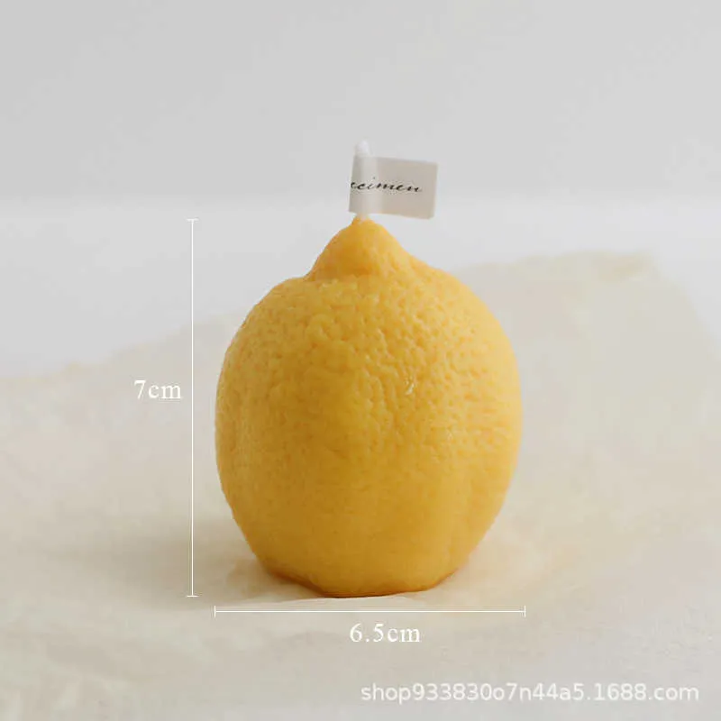 1pc Lemon Shape Scented Handmade Fruit Candle Natural Fragrance Home Decoration